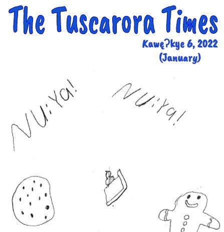 Student drawing of baked goodies and happy New Year wishes.