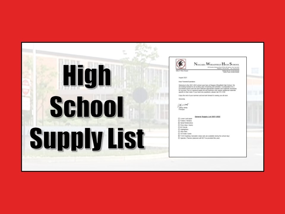 High School Supply List